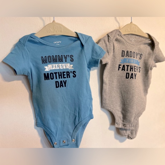 Carter's Baby Boy First Mother's Day and Father’s Day Bodysuit Blue& Gray - Picture 3 of 5